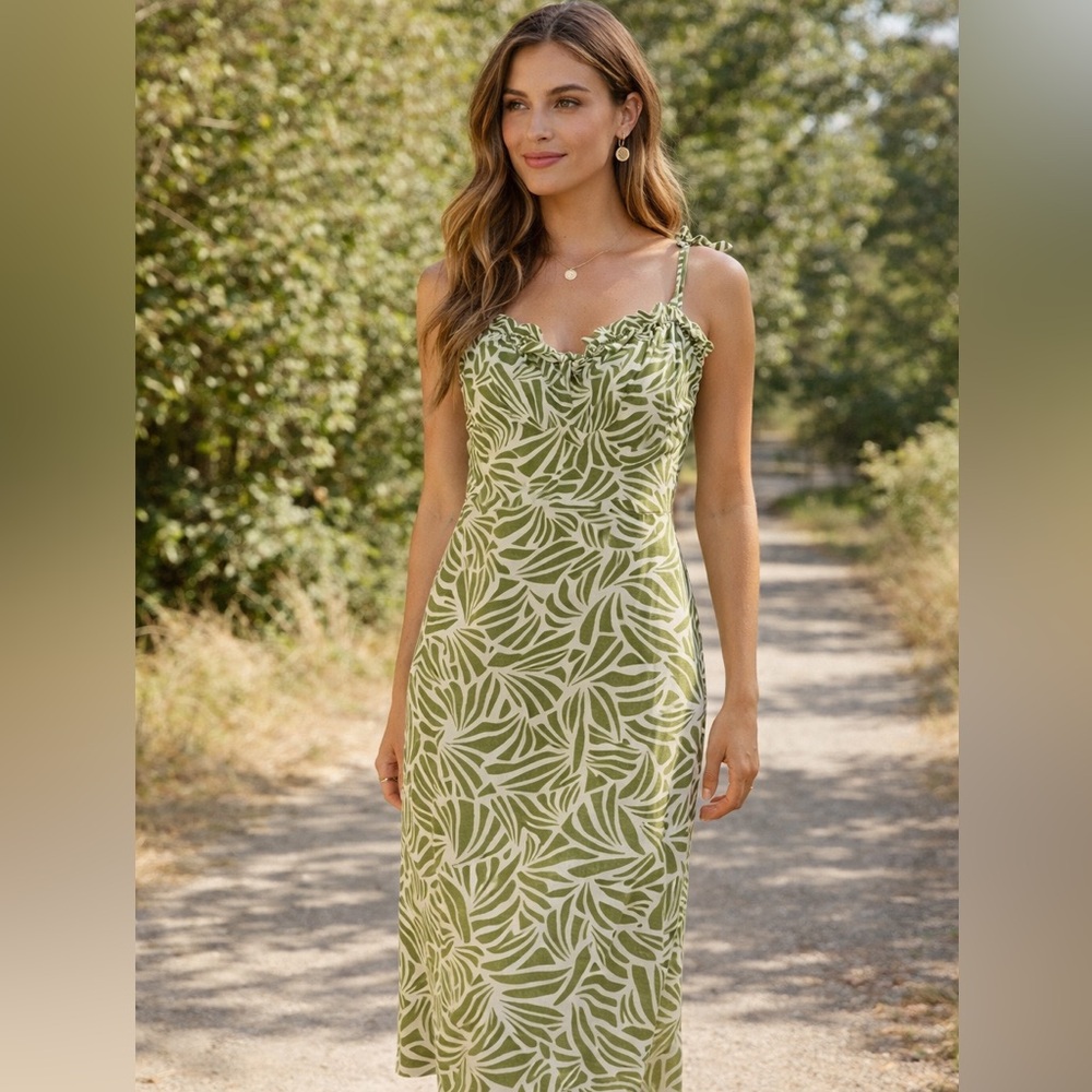 Linen blend Midi Dress